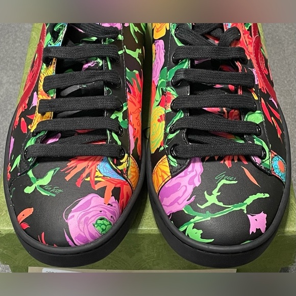 SOLD SOLD SOLD Gucci Ken Scott Ace Sneakers Infinity Jenni Black Floral Print - Picture 5 of 11